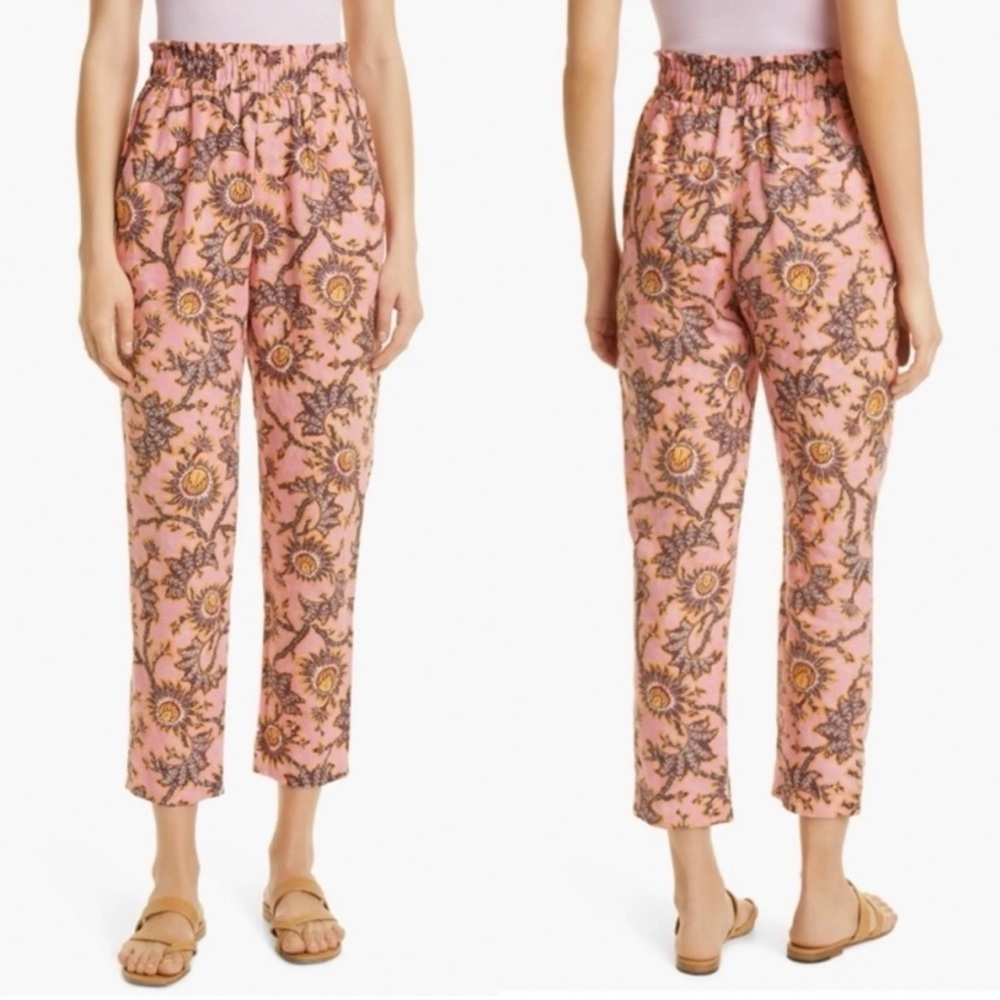 ALC 100% Linen Hose Henry Print Colorful Floral Pants Summer Print in Size 6